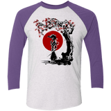T-Shirts Heather White/Purple Rush / X-Small Afro under the sun Men's Triblend 3/4 Sleeve
