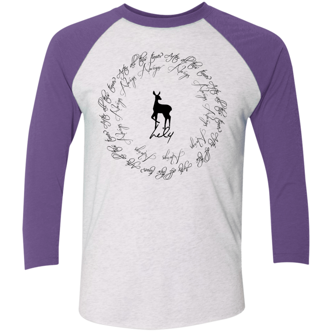 T-Shirts Heather White/Purple Rush / X-Small After All This Time- Lily Men's Triblend 3/4 Sleeve