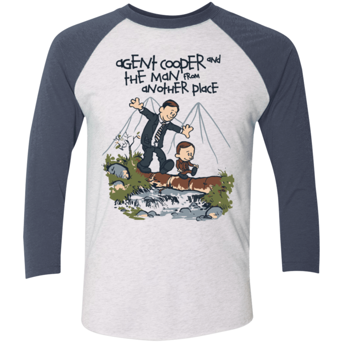 T-Shirts Heather White/Indigo / X-Small Agent Cooper and Men's Triblend 3/4 Sleeve