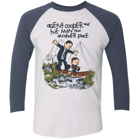 T-Shirts Heather White/Indigo / X-Small Agent Cooper and Men's Triblend 3/4 Sleeve