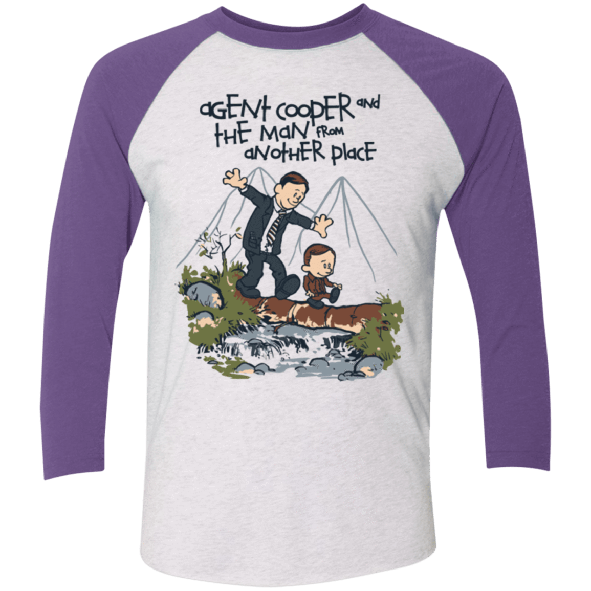 T-Shirts Heather White/Purple Rush / X-Small Agent Cooper and Men's Triblend 3/4 Sleeve