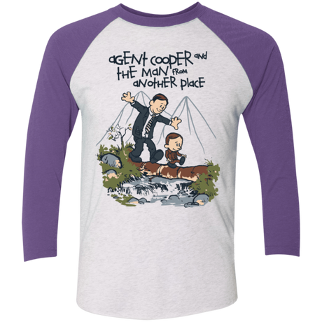 T-Shirts Heather White/Purple Rush / X-Small Agent Cooper and Men's Triblend 3/4 Sleeve