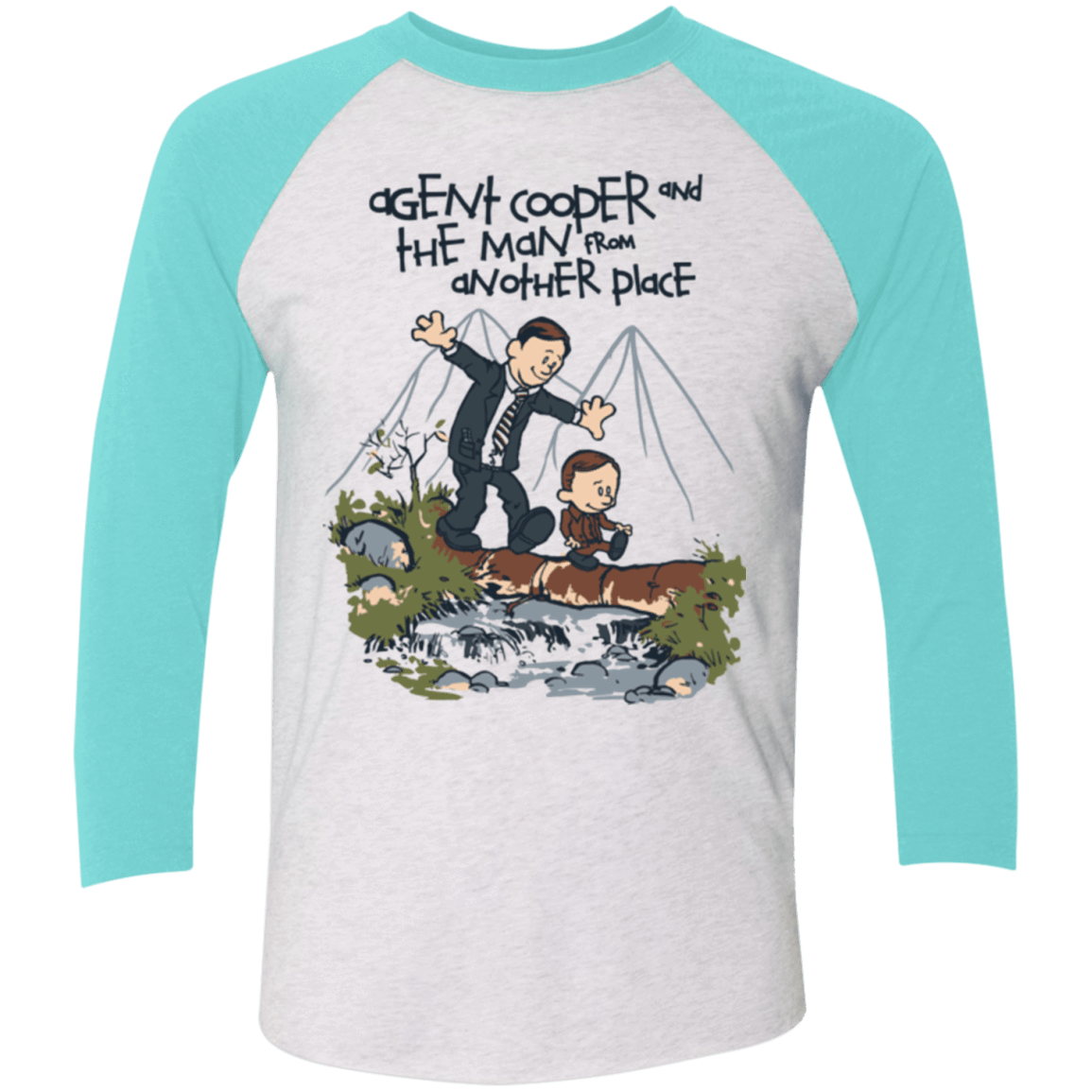 T-Shirts Heather White/Tahiti Blue / X-Small Agent Cooper and Men's Triblend 3/4 Sleeve