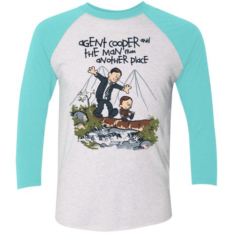 T-Shirts Heather White/Tahiti Blue / X-Small Agent Cooper and Men's Triblend 3/4 Sleeve