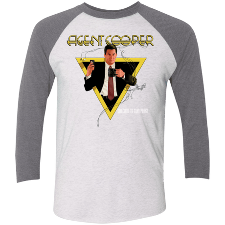 T-Shirts Heather White/Premium Heather / X-Small Agent Cooper Men's Triblend 3/4 Sleeve