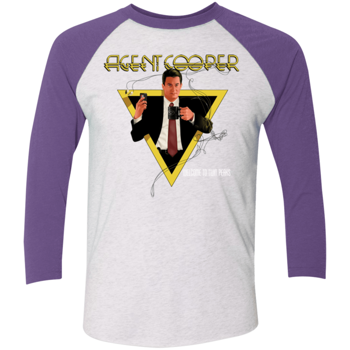 T-Shirts Heather White/Purple Rush / X-Small Agent Cooper Men's Triblend 3/4 Sleeve
