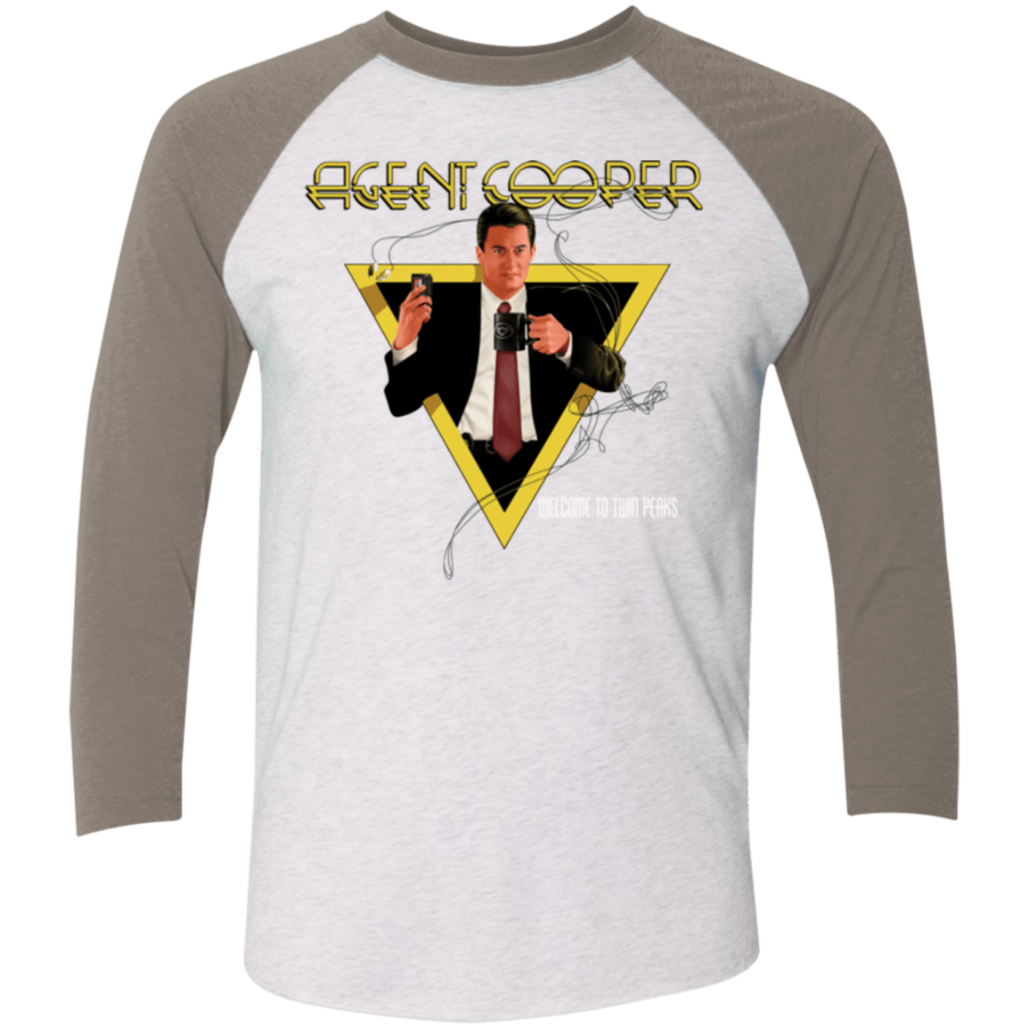 T-Shirts Heather White/Vintage Grey / X-Small Agent Cooper Men's Triblend 3/4 Sleeve