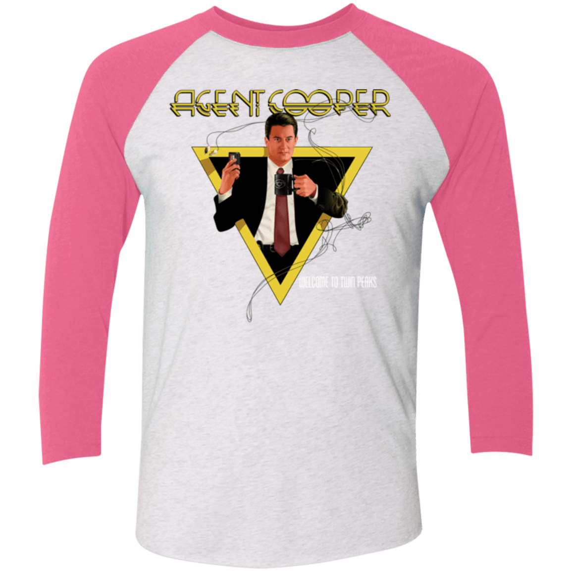 T-Shirts Heather White/Vintage Pink / X-Small Agent Cooper Men's Triblend 3/4 Sleeve