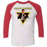 T-Shirts Heather White/Vintage Red / X-Small Agent Cooper Men's Triblend 3/4 Sleeve