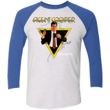 T-Shirts Heather White/Vintage Royal / X-Small Agent Cooper Men's Triblend 3/4 Sleeve