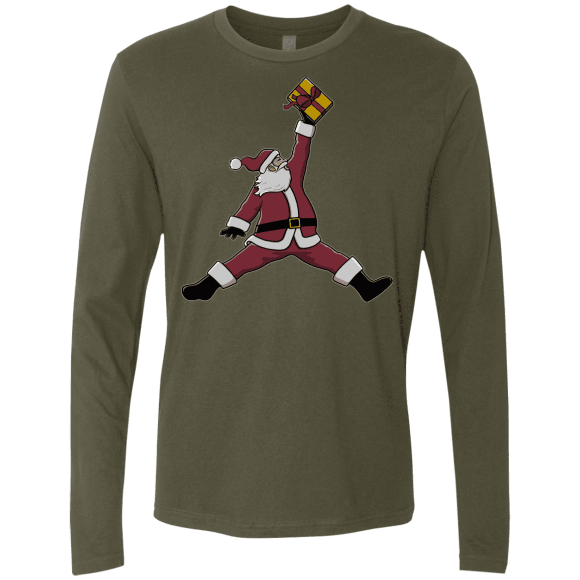 T-Shirts Military Green / S Air Santa Men's Premium Long Sleeve