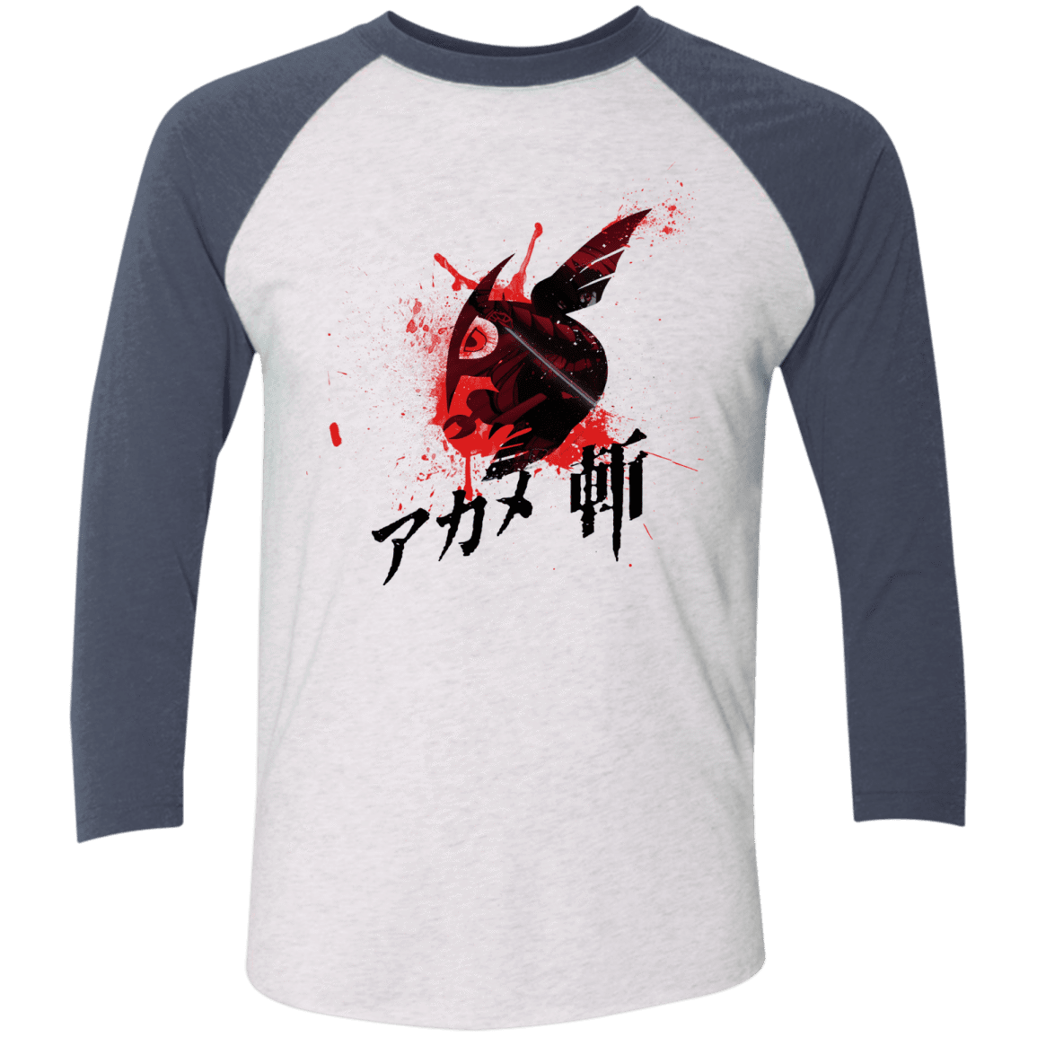 T-Shirts Heather White/Indigo / X-Small Akame Men's Triblend 3/4 Sleeve