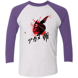 T-Shirts Heather White/Purple Rush / X-Small Akame Men's Triblend 3/4 Sleeve