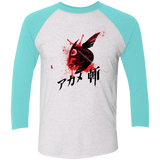 T-Shirts Heather White/Tahiti Blue / X-Small Akame Men's Triblend 3/4 Sleeve