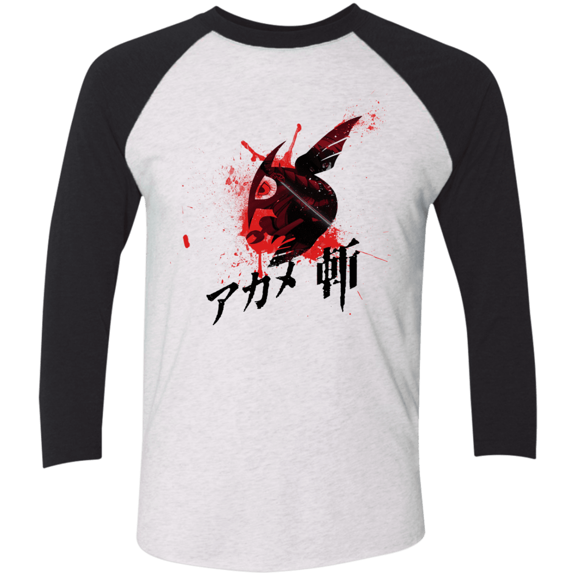 T-Shirts Heather White/Vintage Black / X-Small Akame Men's Triblend 3/4 Sleeve