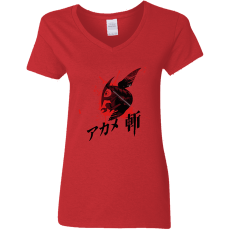 T-Shirts Red / S Akame Women's V-Neck T-Shirt