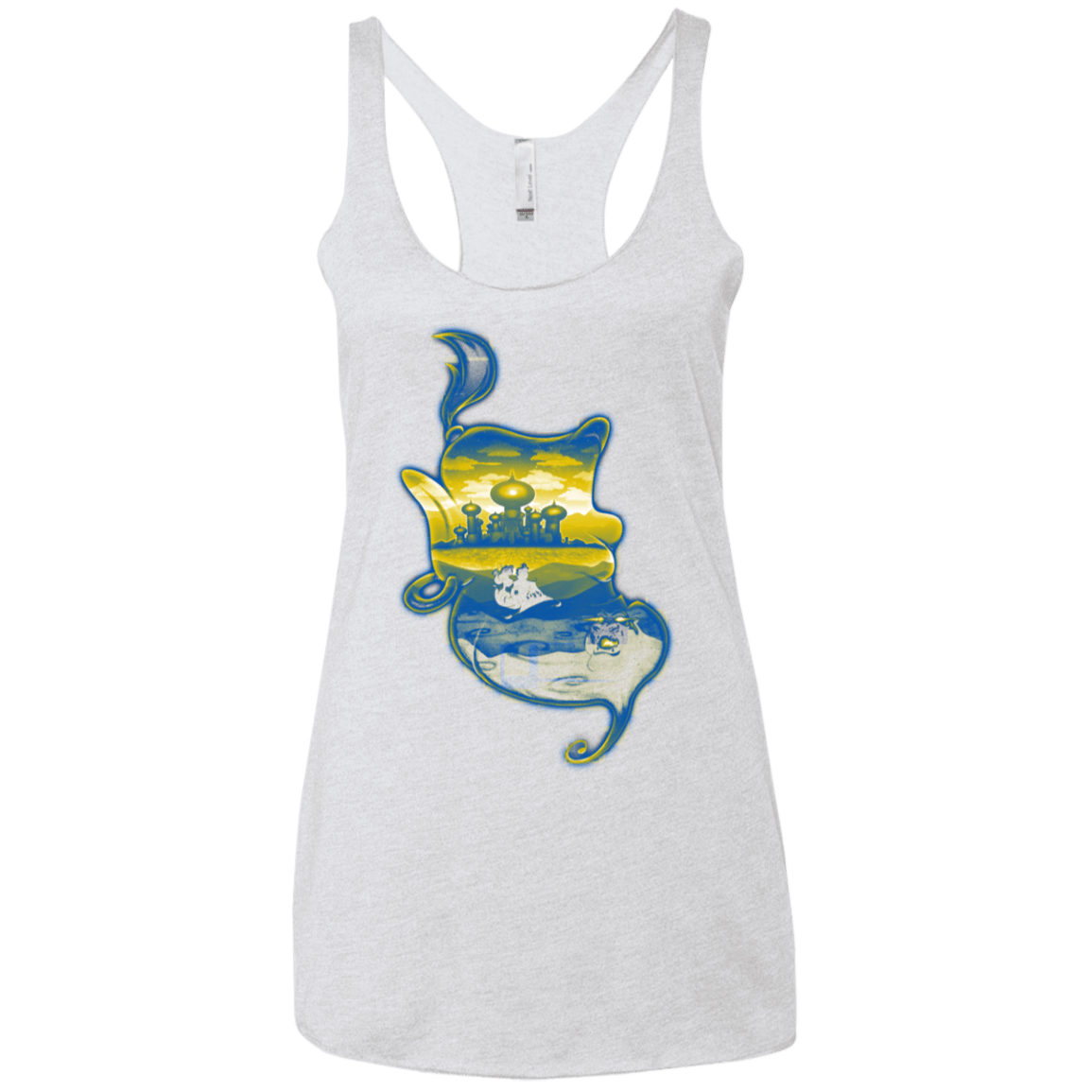 T-Shirts Heather White / X-Small Aladdin Silhouette Women's Triblend Racerback Tank
