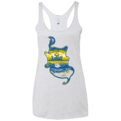 T-Shirts Heather White / X-Small Aladdin Silhouette Women's Triblend Racerback Tank