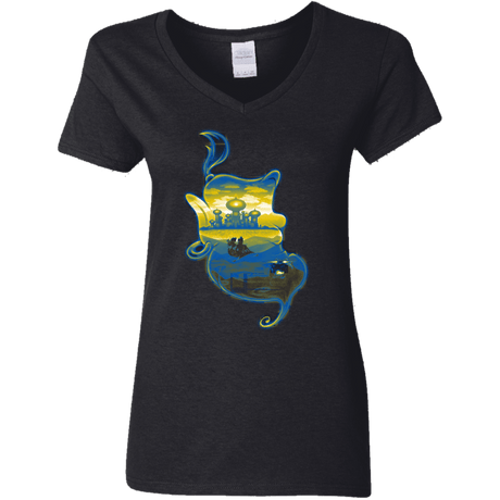 T-Shirts Black / S Aladdin Silhouette Women's V-Neck T-Shirt