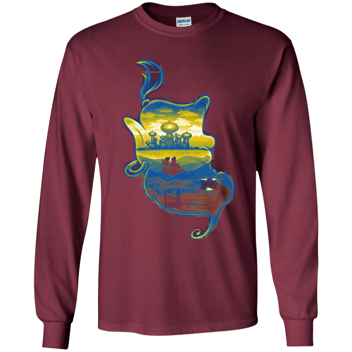 T-Shirts Maroon / YS Aladdin Silhouette Youth Long Sleeve T-Shirt