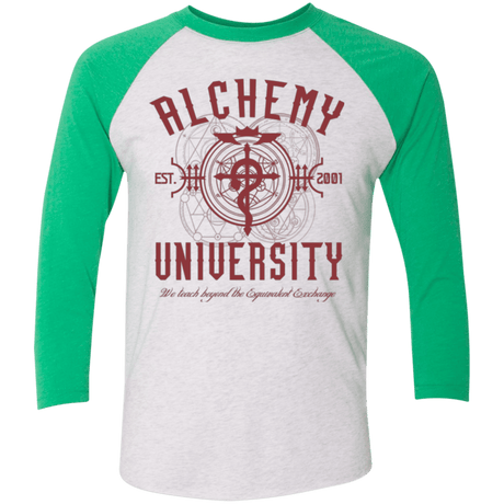 T-Shirts Heather White/Envy / X-Small Alchemy University Triblend 3/4 Sleeve