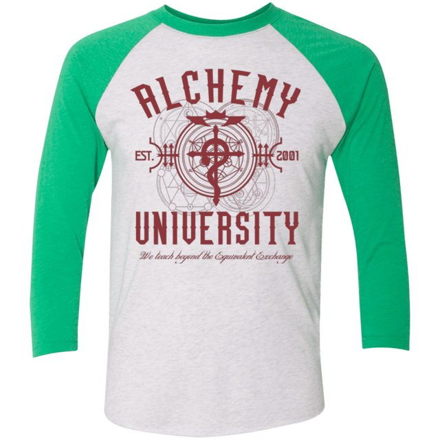 T-Shirts Heather White/Envy / X-Small Alchemy University Triblend 3/4 Sleeve