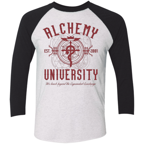 T-Shirts Heather White/Vintage Black / X-Small Alchemy University Triblend 3/4 Sleeve