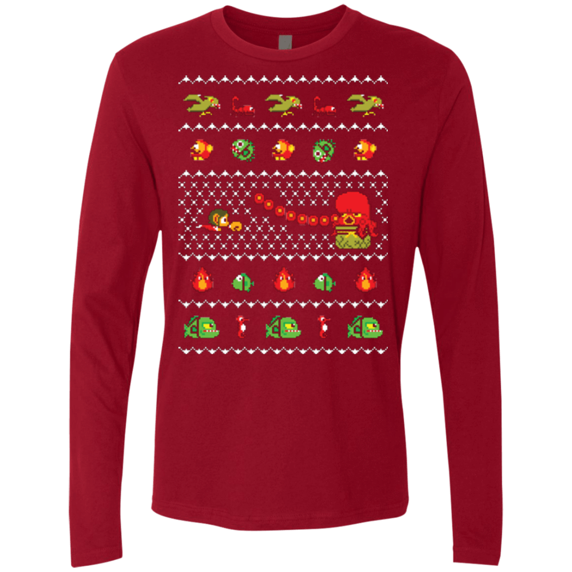 T-Shirts Cardinal / Small Alex Kidd In Christmas World Men's Premium Long Sleeve
