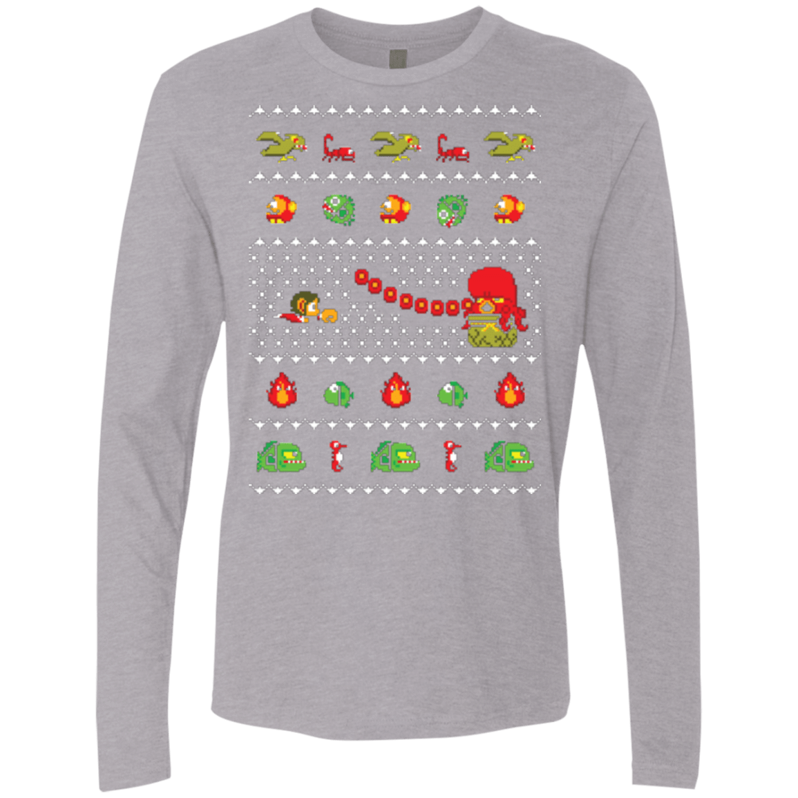 T-Shirts Heather Grey / Small Alex Kidd In Christmas World Men's Premium Long Sleeve