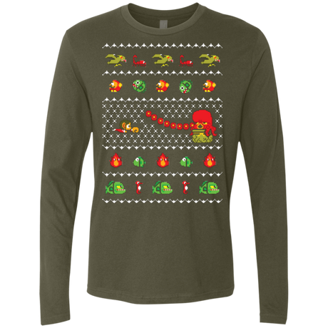 T-Shirts Military Green / Small Alex Kidd In Christmas World Men's Premium Long Sleeve