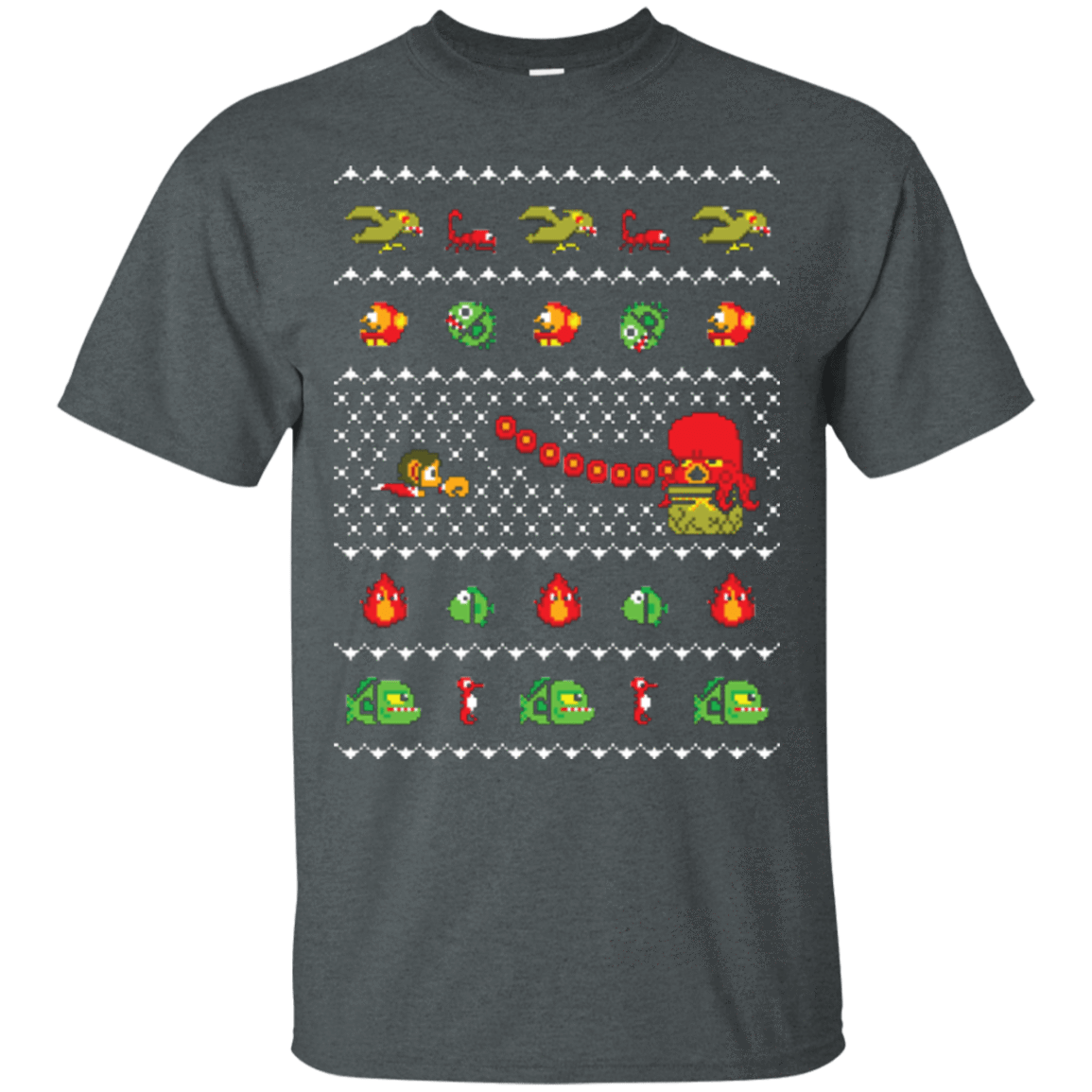 T-Shirts Dark Heather / Small Alex Kidd In Christmas World T-Shirt