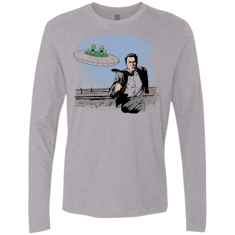 T-Shirts Heather Grey / Small Alien Attack Men's Premium Long Sleeve