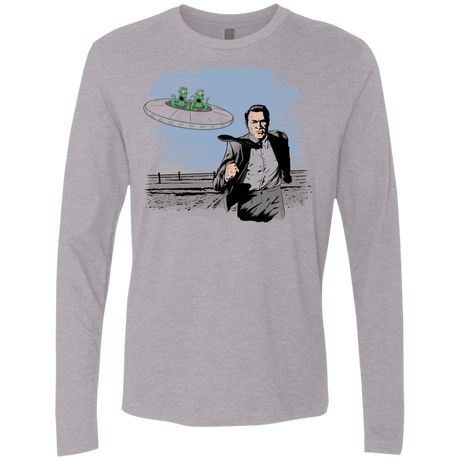 T-Shirts Heather Grey / Small Alien Attack Men's Premium Long Sleeve