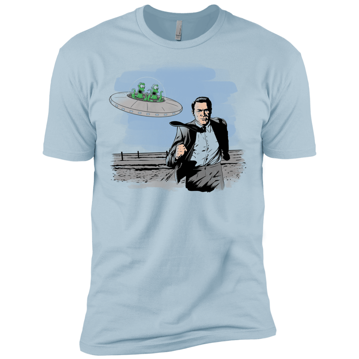 T-Shirts Light Blue / X-Small Alien Attack Men's Premium T-Shirt