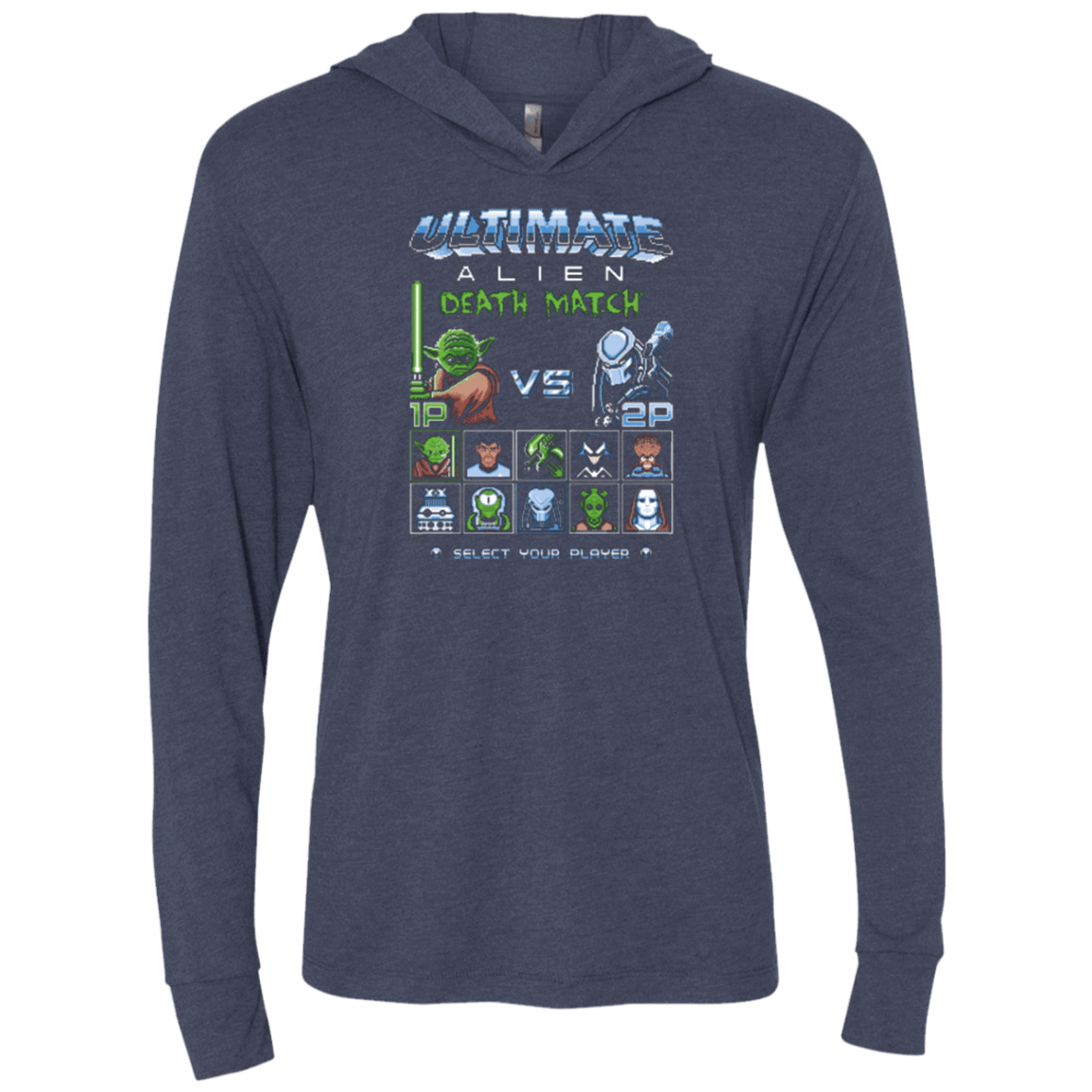 T-Shirts Vintage Navy / X-Small Alien Death Match Triblend Long Sleeve Hoodie Tee