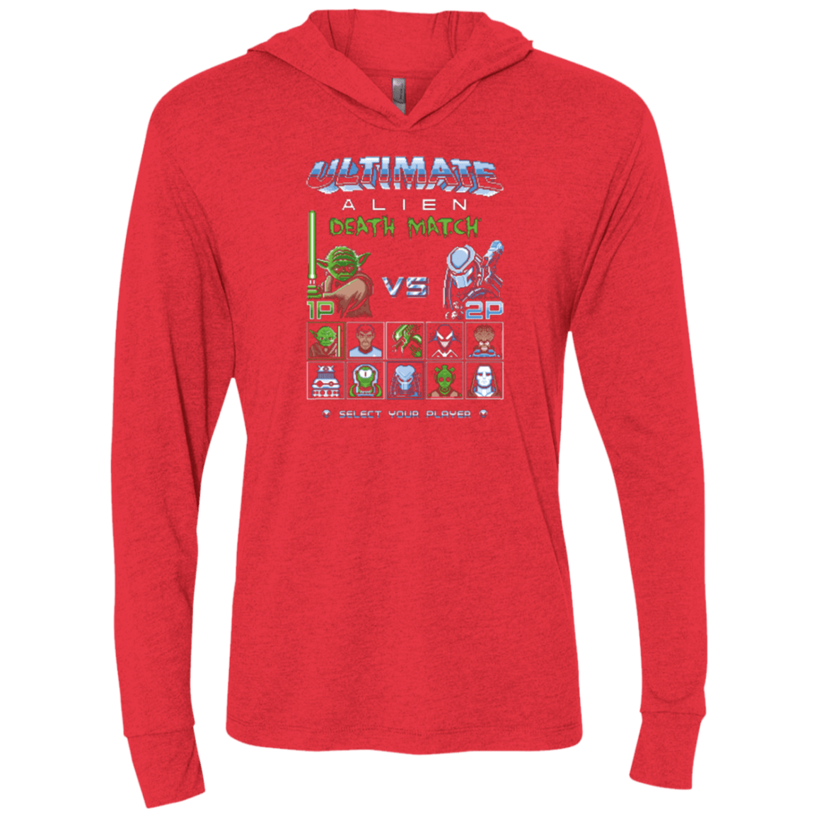 T-Shirts Vintage Red / X-Small Alien Death Match Triblend Long Sleeve Hoodie Tee