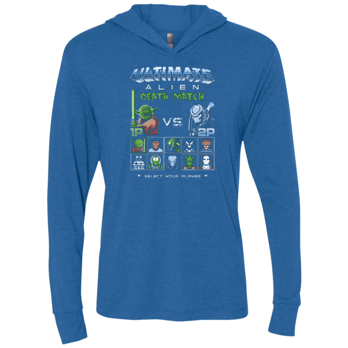 T-Shirts Vintage Royal / X-Small Alien Death Match Triblend Long Sleeve Hoodie Tee