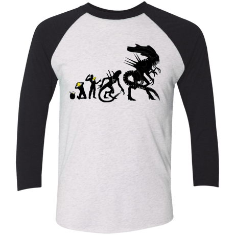 T-Shirts Heather White/Vintage Black / X-Small Alien Evolution Men's Triblend 3/4 Sleeve