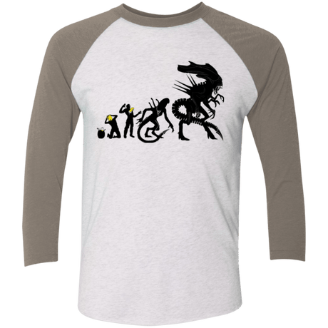 T-Shirts Heather White/Vintage Grey / X-Small Alien Evolution Men's Triblend 3/4 Sleeve