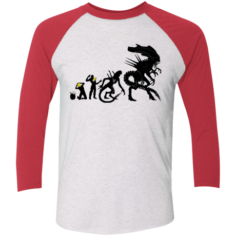 T-Shirts Heather White/Vintage Red / X-Small Alien Evolution Men's Triblend 3/4 Sleeve