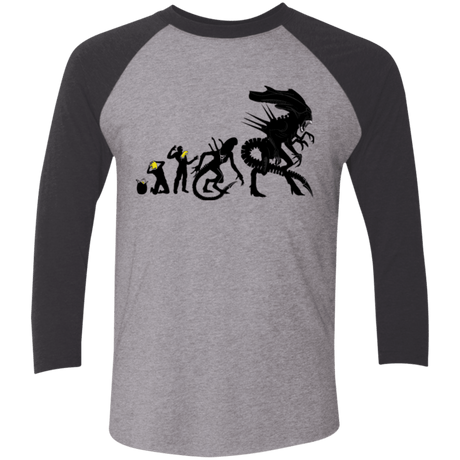 T-Shirts Premium Heather/ Vintage Black / X-Small Alien Evolution Men's Triblend 3/4 Sleeve