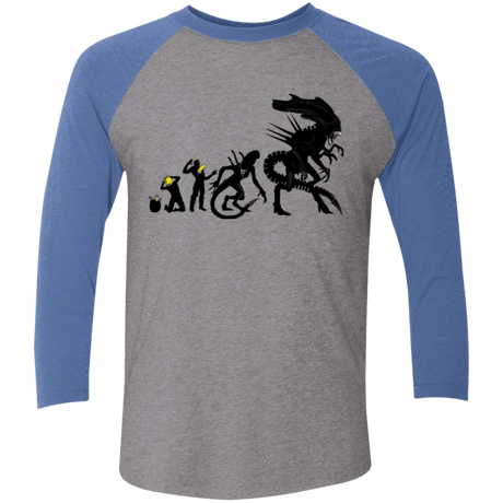 T-Shirts Premium Heather/ Vintage Royal / X-Small Alien Evolution Men's Triblend 3/4 Sleeve