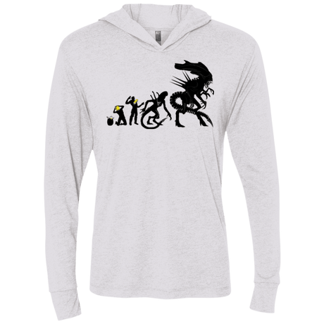 T-Shirts Heather White / X-Small Alien Evolution Triblend Long Sleeve Hoodie Tee