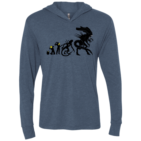 T-Shirts Indigo / X-Small Alien Evolution Triblend Long Sleeve Hoodie Tee