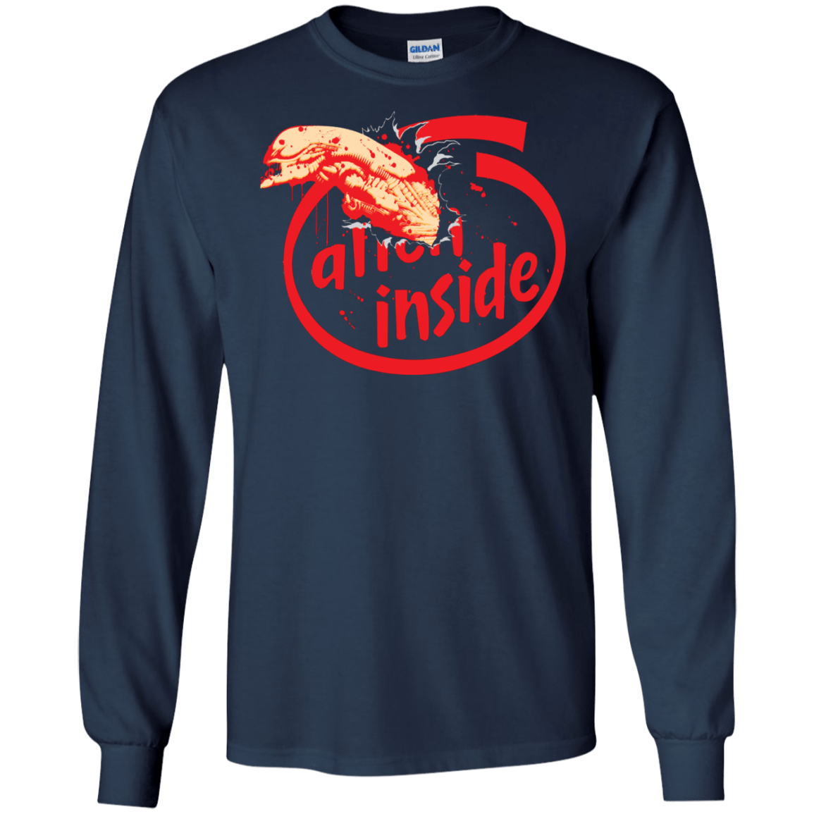 T-Shirts Navy / S Alien Inside Men's Long Sleeve T-Shirt