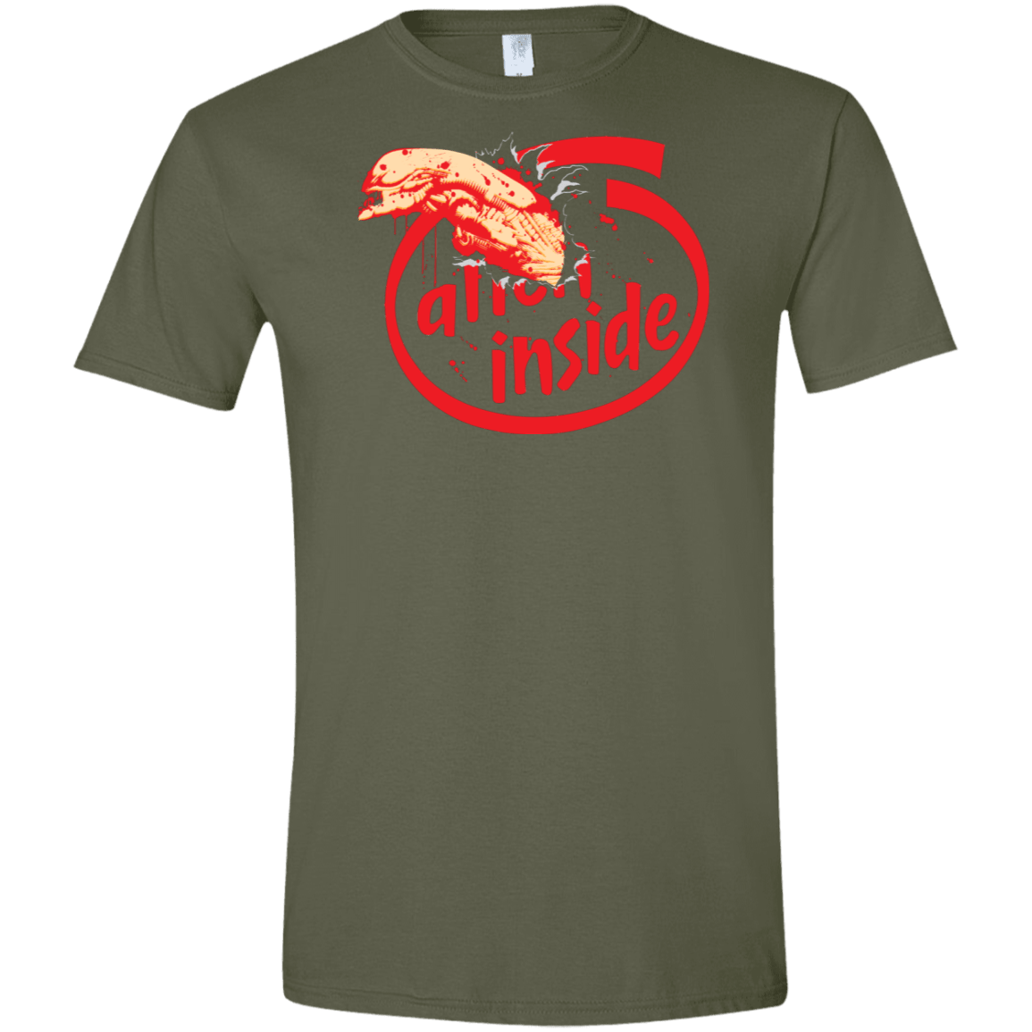 T-Shirts Military Green / S Alien Inside Men's Semi-Fitted Softstyle