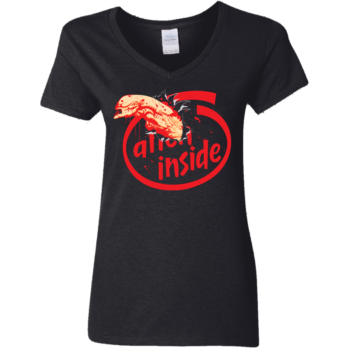 T-Shirts Black / S Alien Inside Women's V-Neck T-Shirt