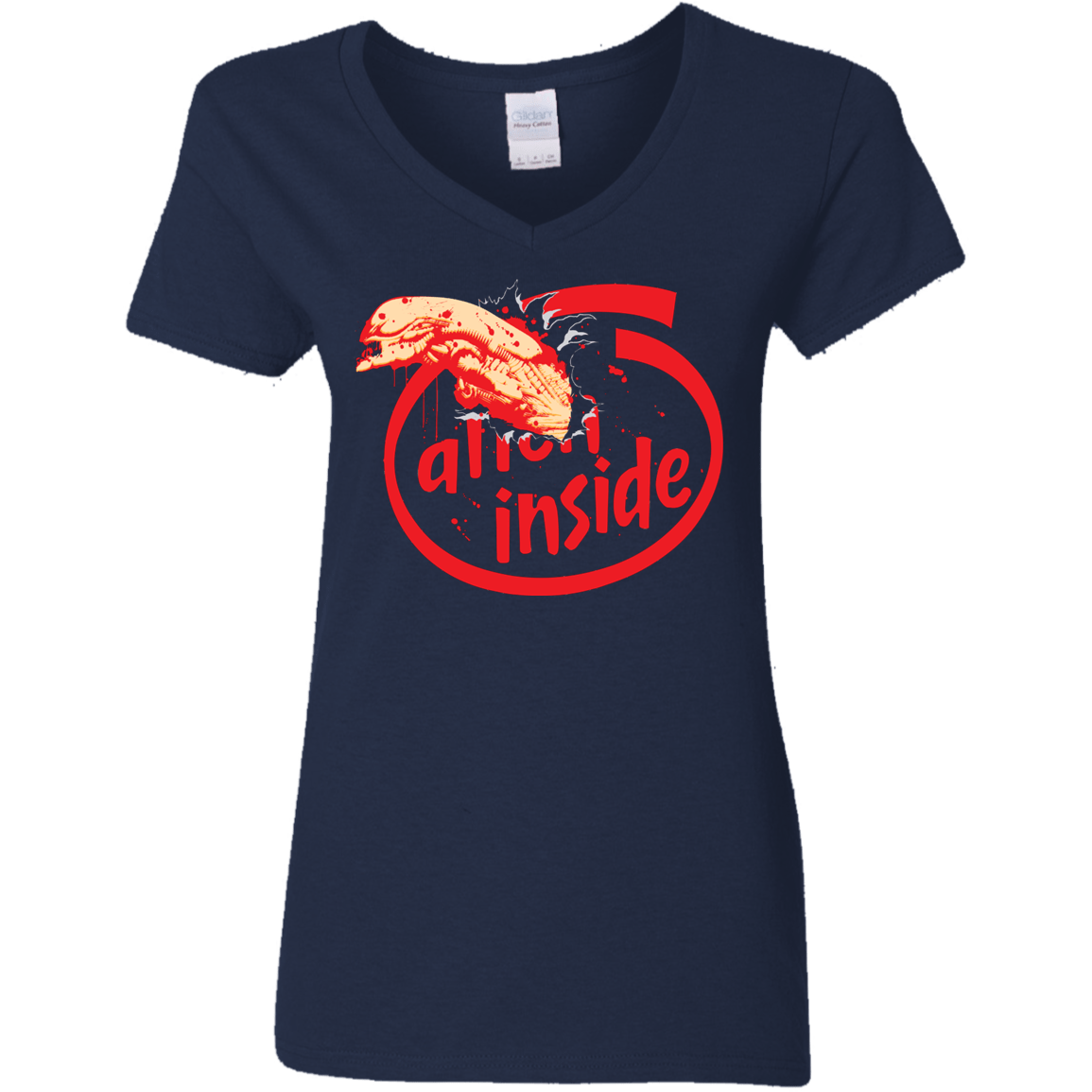 T-Shirts Navy / S Alien Inside Women's V-Neck T-Shirt