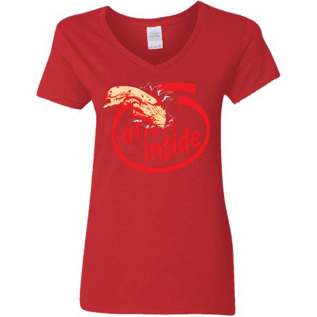 T-Shirts Red / S Alien Inside Women's V-Neck T-Shirt