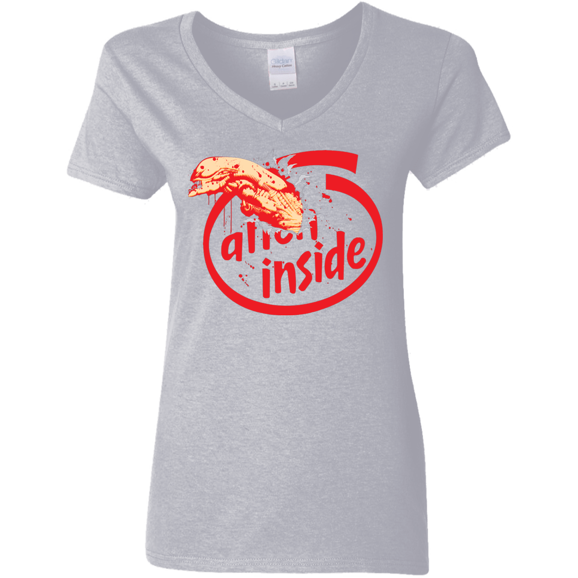 T-Shirts Sport Grey / S Alien Inside Women's V-Neck T-Shirt